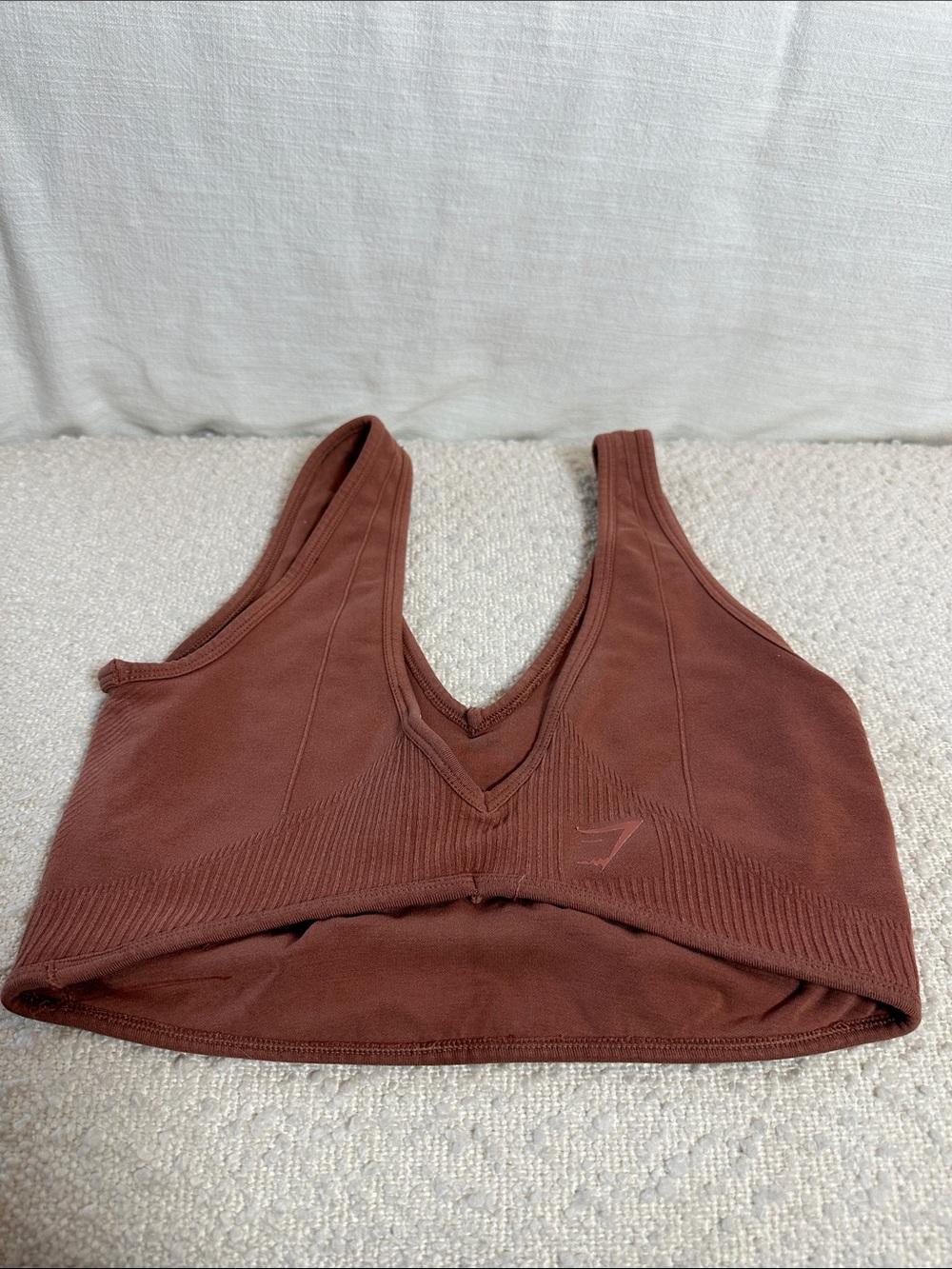 Gymshark Rust Brown V-Neck Seamless Sports Bra